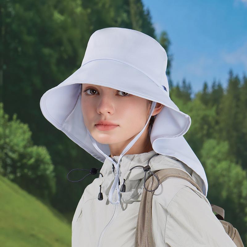 Sommer faltbarer Taschenhut große Krempe Schal Nackenschutz Sonnenschutz Fischerhut Outdoor Mode vielseitiger Sonnenhut Damen