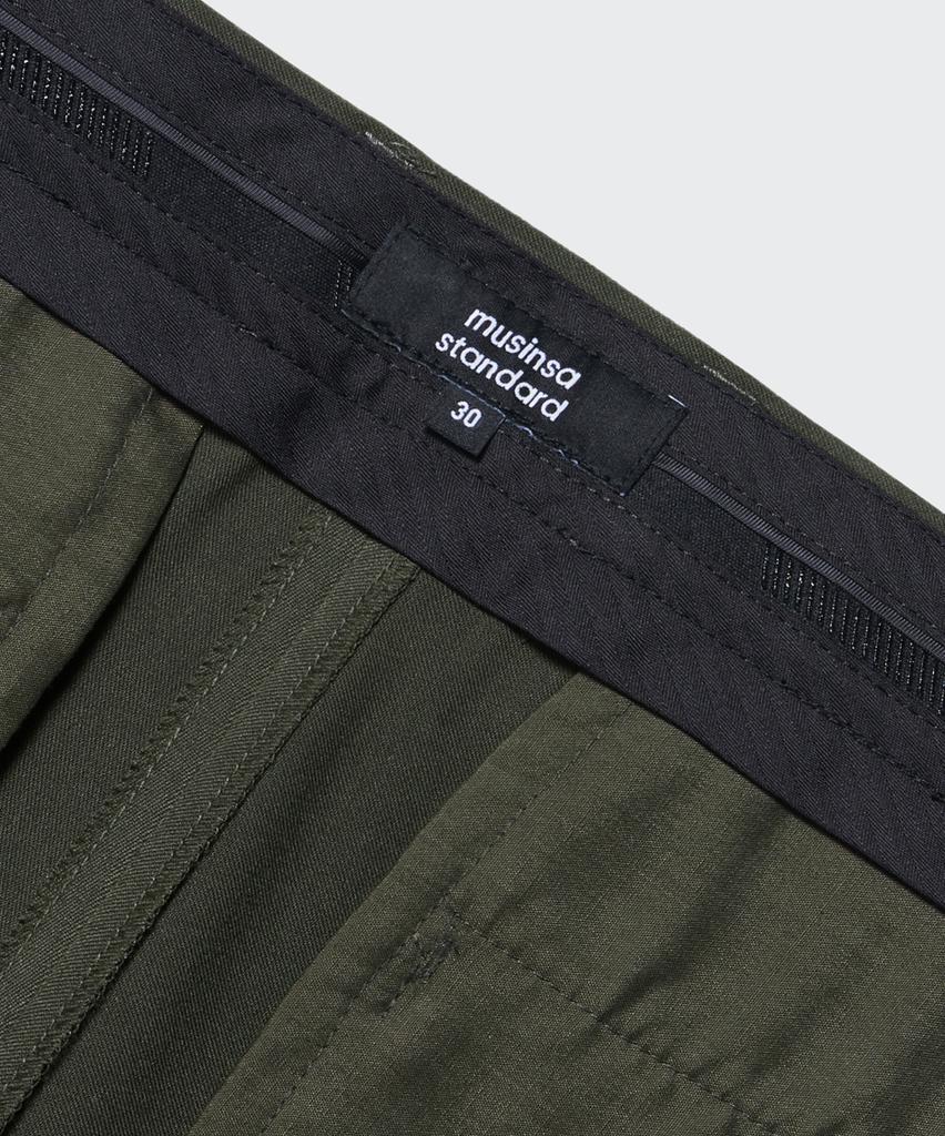 MUSINSA STANDARD Three-Puck Semi-Balloon Slacks [Dusty Khaki]