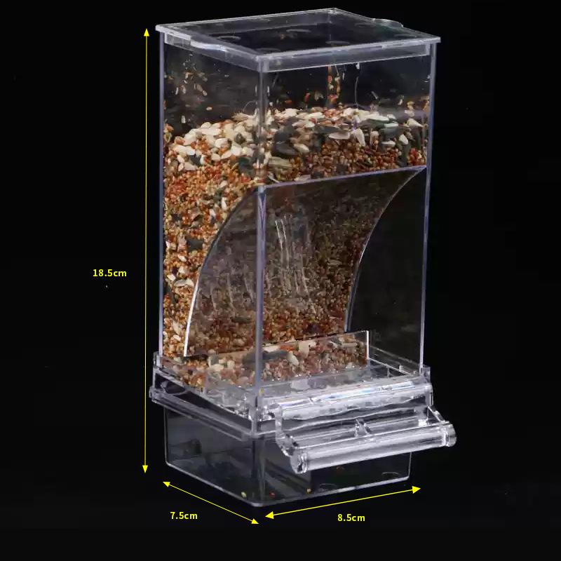 Papageien-Futterspender mit Auslaufschutz und Hülsentrennung für Nymphensittiche