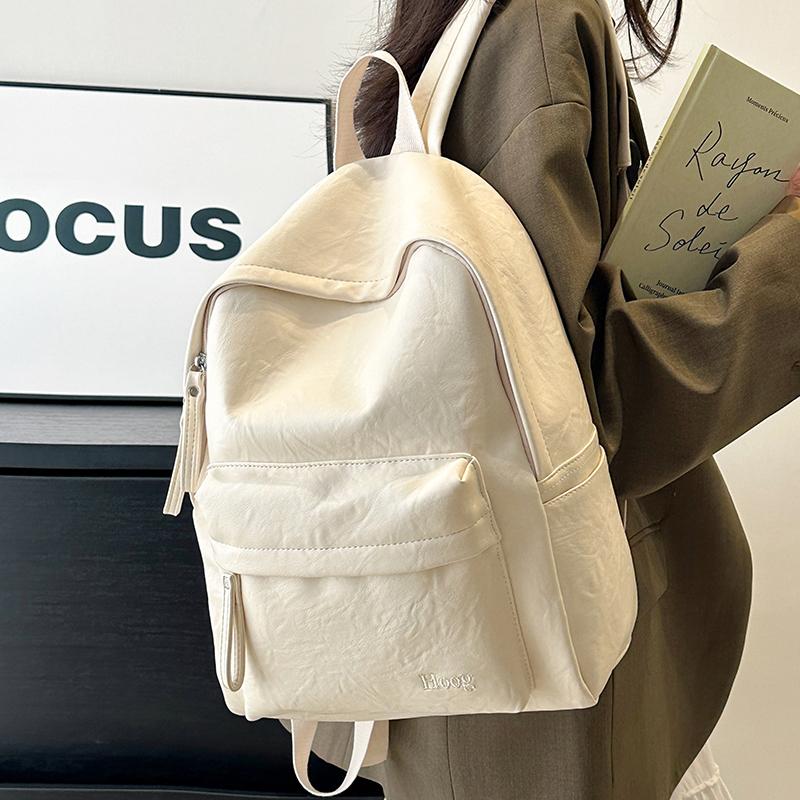 Sac à dos rétro en cuir PU Grande capacité Sac à dos décontracté pour femme avec plusieurs poches Parfait pour le travail quotidien, l'école et le shopping Sans pendentif