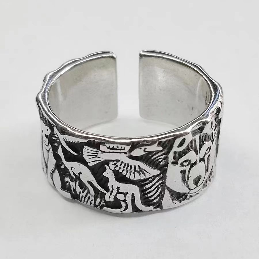 

Open Ancient Forest Wolf Animal Kangaroo Ring Jewelry one size(US size 6-13)