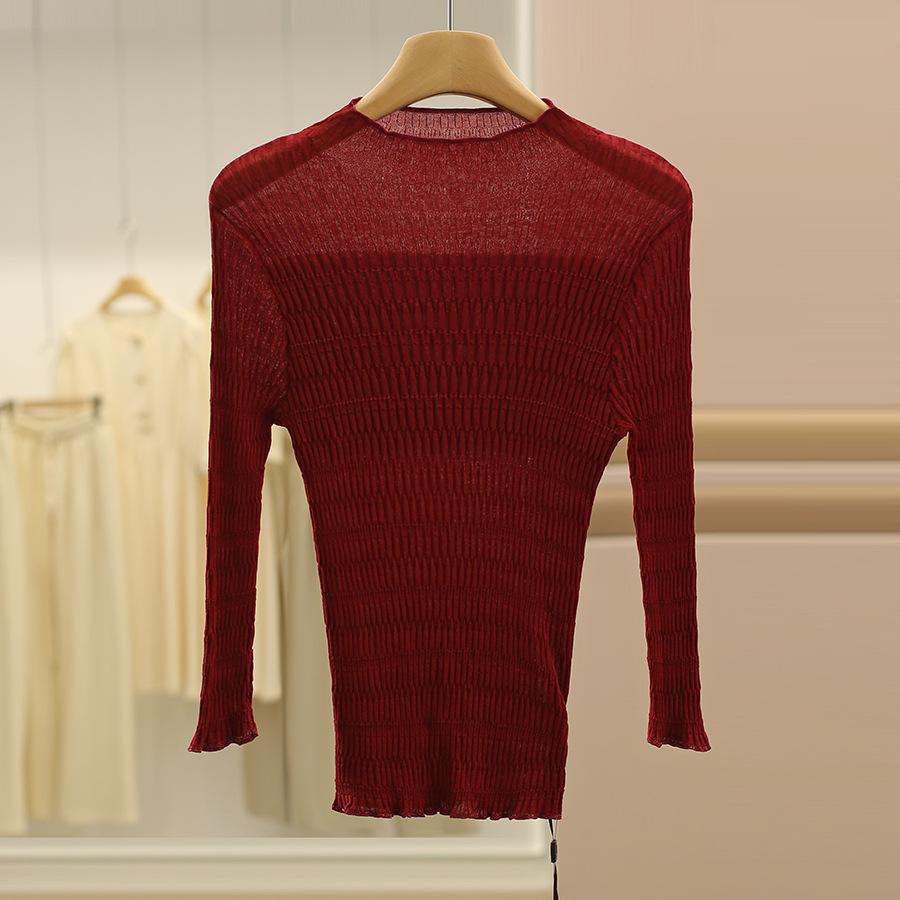 

[Jiabei Yifei] Women s 100% Cotton Solid Color Slimming Knitwear for Fall 25 Extra Large красный