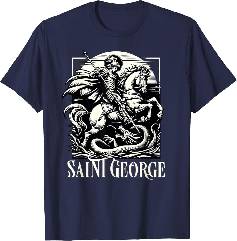 Sint-Joris Doodt De Draak Engeland Katholiek T-shirt 100% Katoen Ronde Hals Korte Mouw Zomer Casual Unisex T-shirt Streetwear
