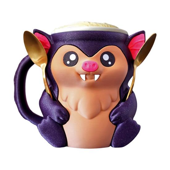 Ice Cream Pint Holder 3D Printing Bat Ice Cream Pint Containers Reusable Plastic Ice Cream Tub Halloween Dessert Container