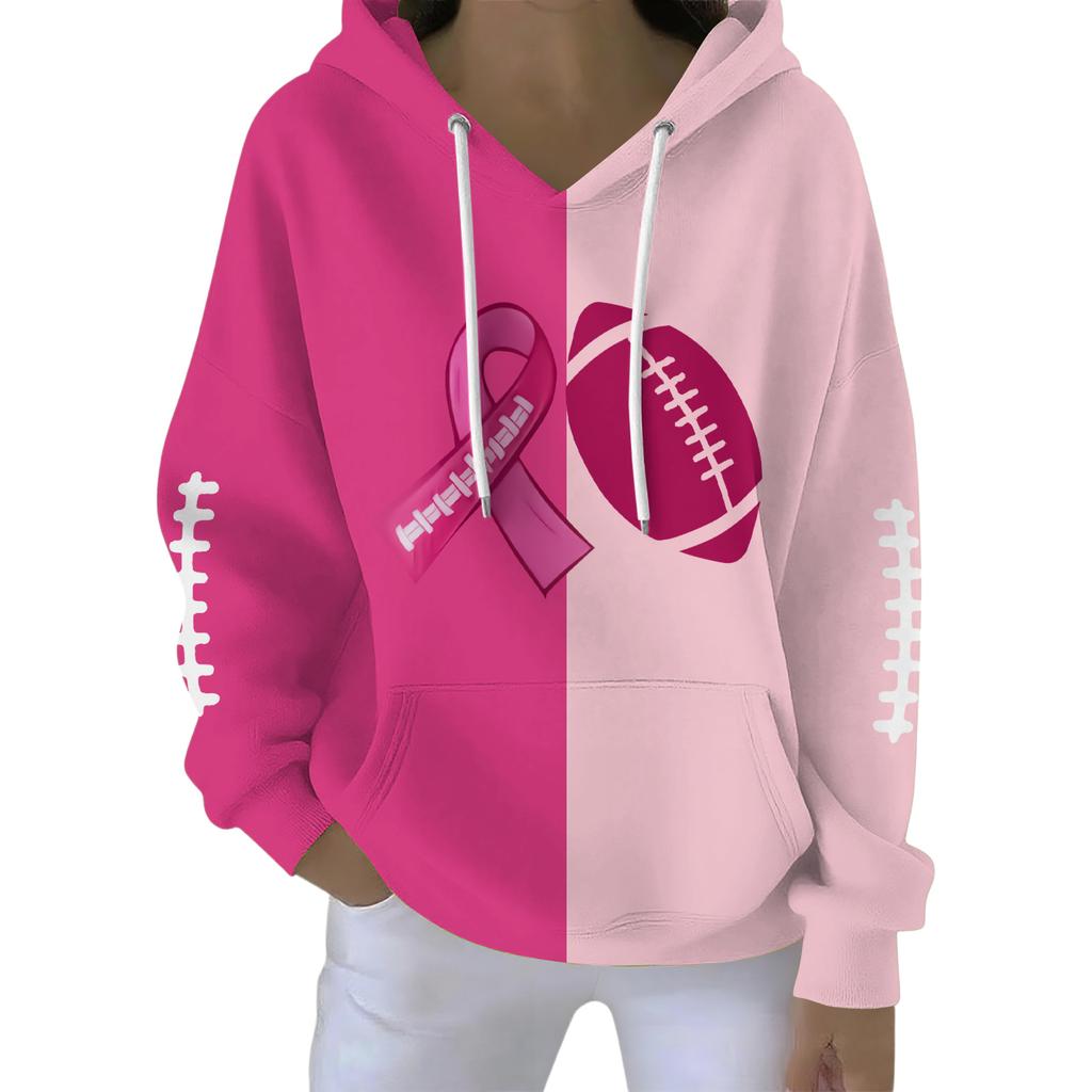 Ladies' Loose And Comfortable Casual Rugby Fun Printed Sports Hooded Sweatshirt