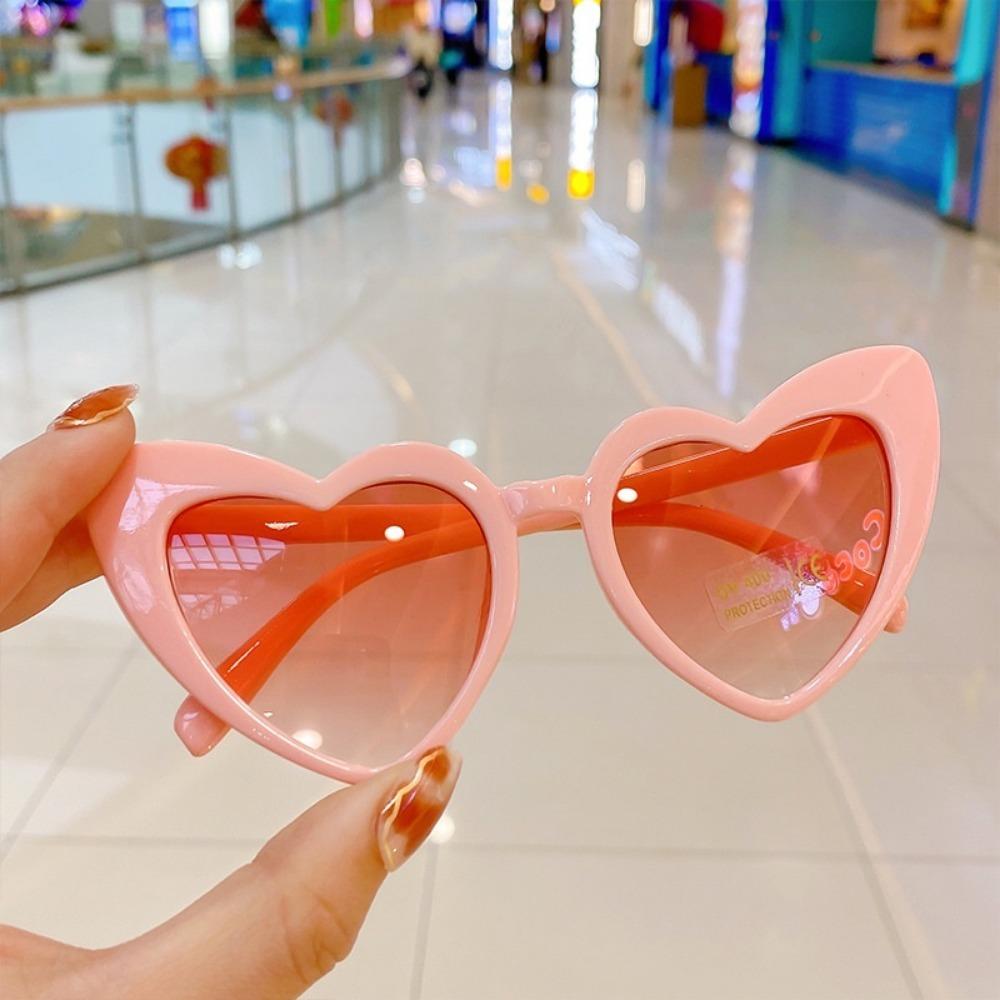 Korean Retro Love Child Sunglasses for Kids Fashion Oval Solid Color Children Eyewear
