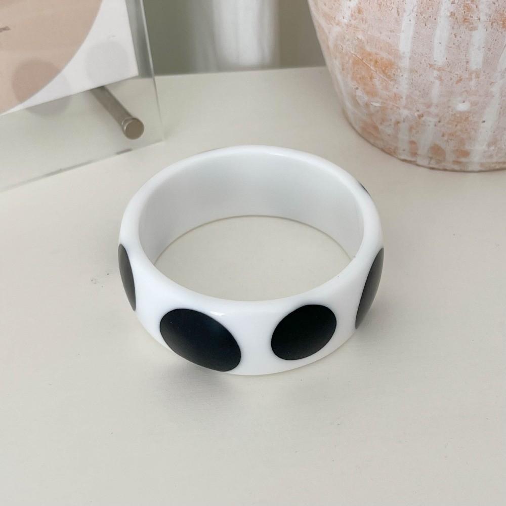 Hip Hop Resin Polka Dot Bangles Round Wide Candy Color Bracelets Fashion Jewelry Unisex