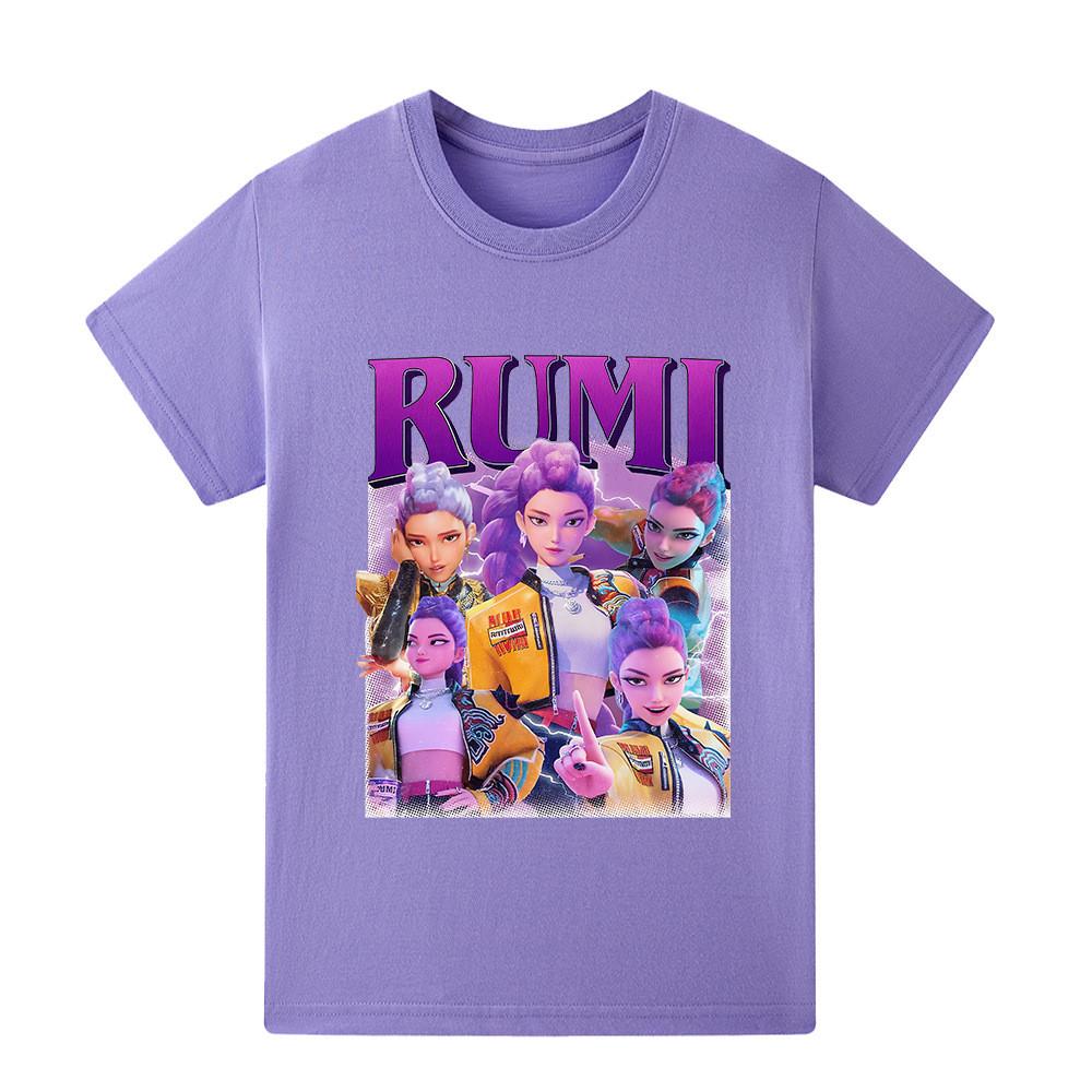 A1208 Kids Boys Girls Kpop Rumi Zoey Mira Print Short Sleeves T-shirt