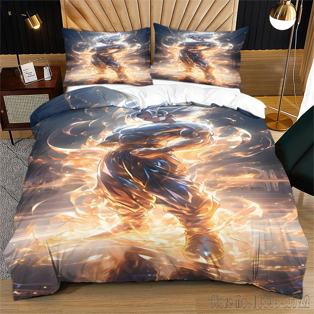 Anime 3D Pattern Dragon Ball Bedding Set Child Baby Duvet Cover Sets Bedclothes Twin Single King Kids Adult Gift
