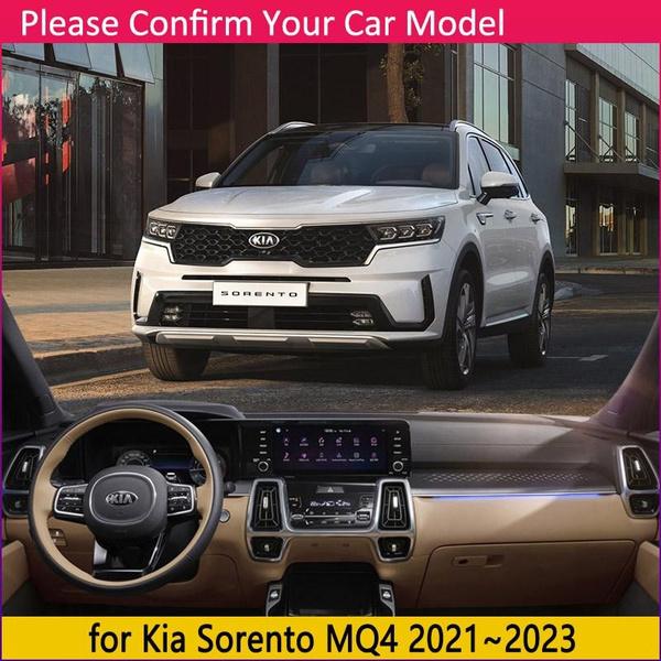 Dashboard dekselpute for Sorento MQ4 2021~2023 2022 Anti-sol Anti-skli matte Solskjerm Dashmat Teppe Bilklistremerketilbehør