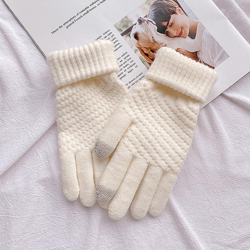 Womens Cashmere Knitted Winter Gloves Women Autumn Winter Warm Thick Touch Screen Skiing Outdoor Cycling Glove