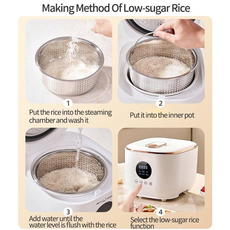 3L Large Capacity Electric Rice Cooker Multifunction Low Sugar Rice Cooking Machine Kitchen Non Stick Rice Cooker Steamer