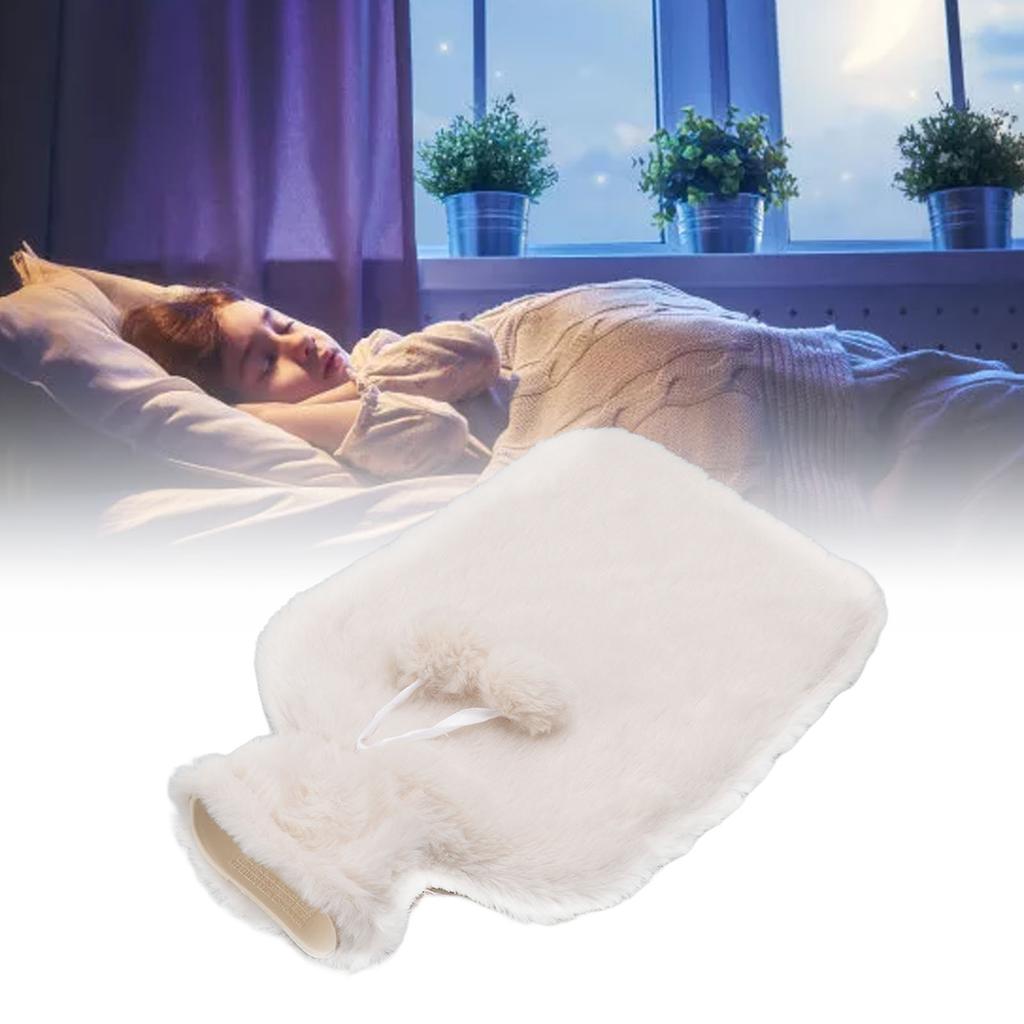 Hot Water Bottle 2000ML Water Injection Hot Water Bag With Plush Cover for Discomfort Relief