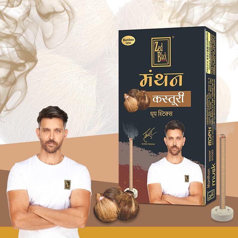 Zed Black Manthan Dhoop Sticks Pack of 24 (6 X 4) Bamboo Less Incense Sticks In 6 Fragrances for Meditation Sticks (240 Units)