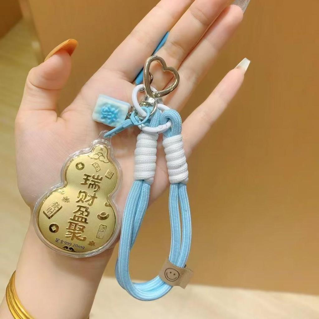 Prosperitets Guldkalebass Rikedom Nyckelring Berlock Gåva