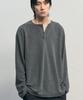Alice Washable Layered Henley Neck Knit T-Shirt [Gray]