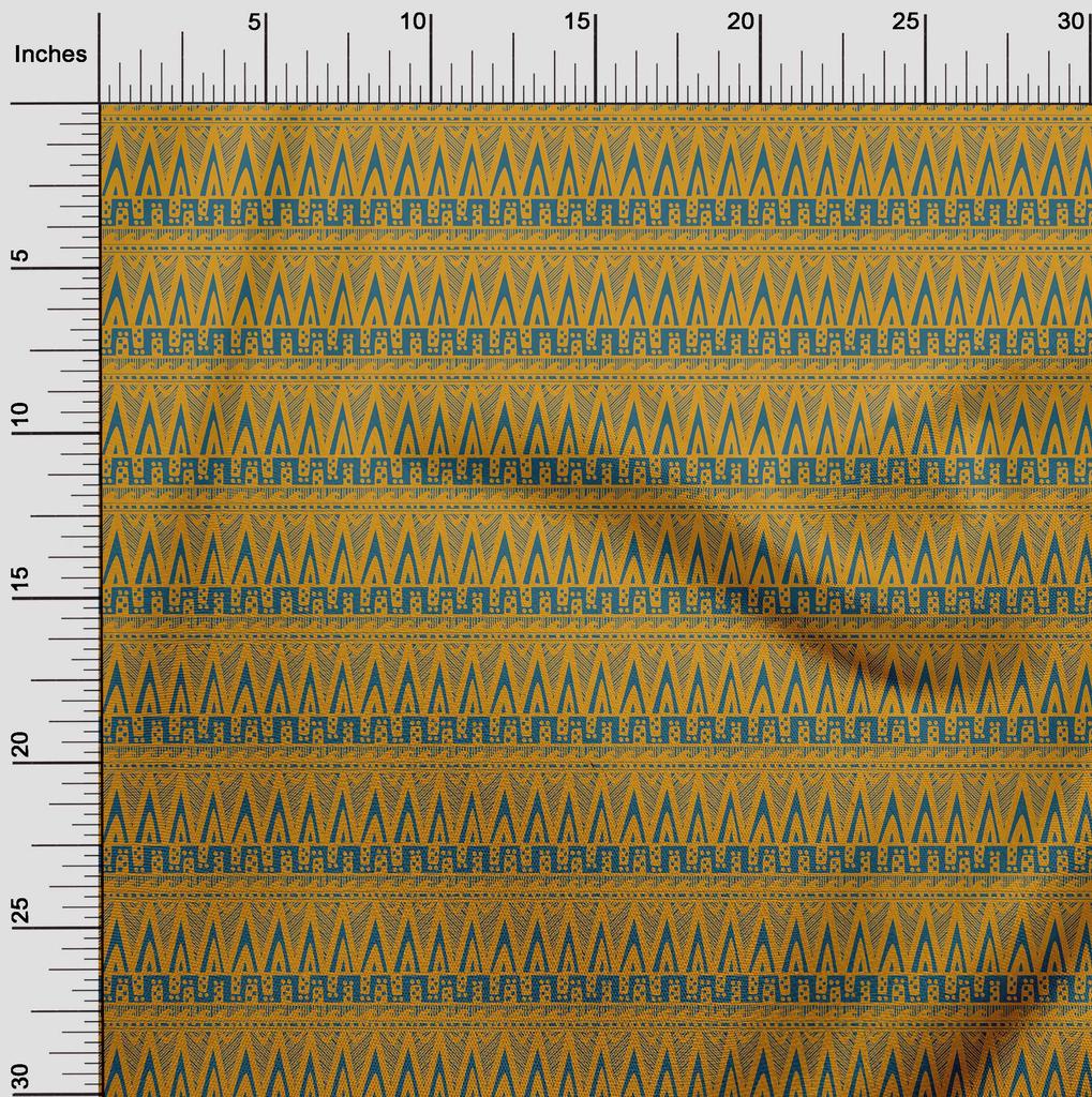 oneOone Cotton Flex Dark Mustard Fabric Tribal Sewing Material Print Fabric By The Yard 40 Inch