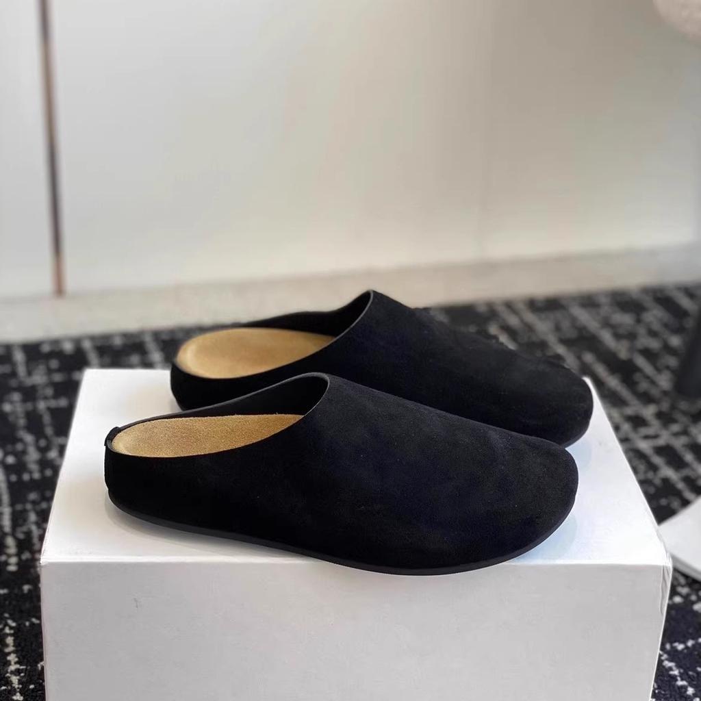 Waterproof Lazy Style Genuine Leather Boken Baotou Slippers for Men and Women Wearing Retro Shoes