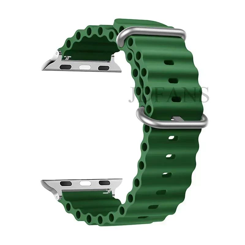 Silicone Ocean Strap for Apple Watch Band Series Ultra 9 8 7 6 5 4 10 SE Iwatch Bracelet 42mm 44mm 45mm 49mm 40mm 41mm 46mm Band
