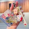 Sanrio Kuromi Melody Quicksand Keychain Cute Milk Tea Cup Shaker Key Ring Kawaii Bag Pendant Accessories for Car Keys Backpack