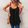 Women's Casual Loose  Spaghetti Straps Pleated Ruffled Sleeveless Tank Top