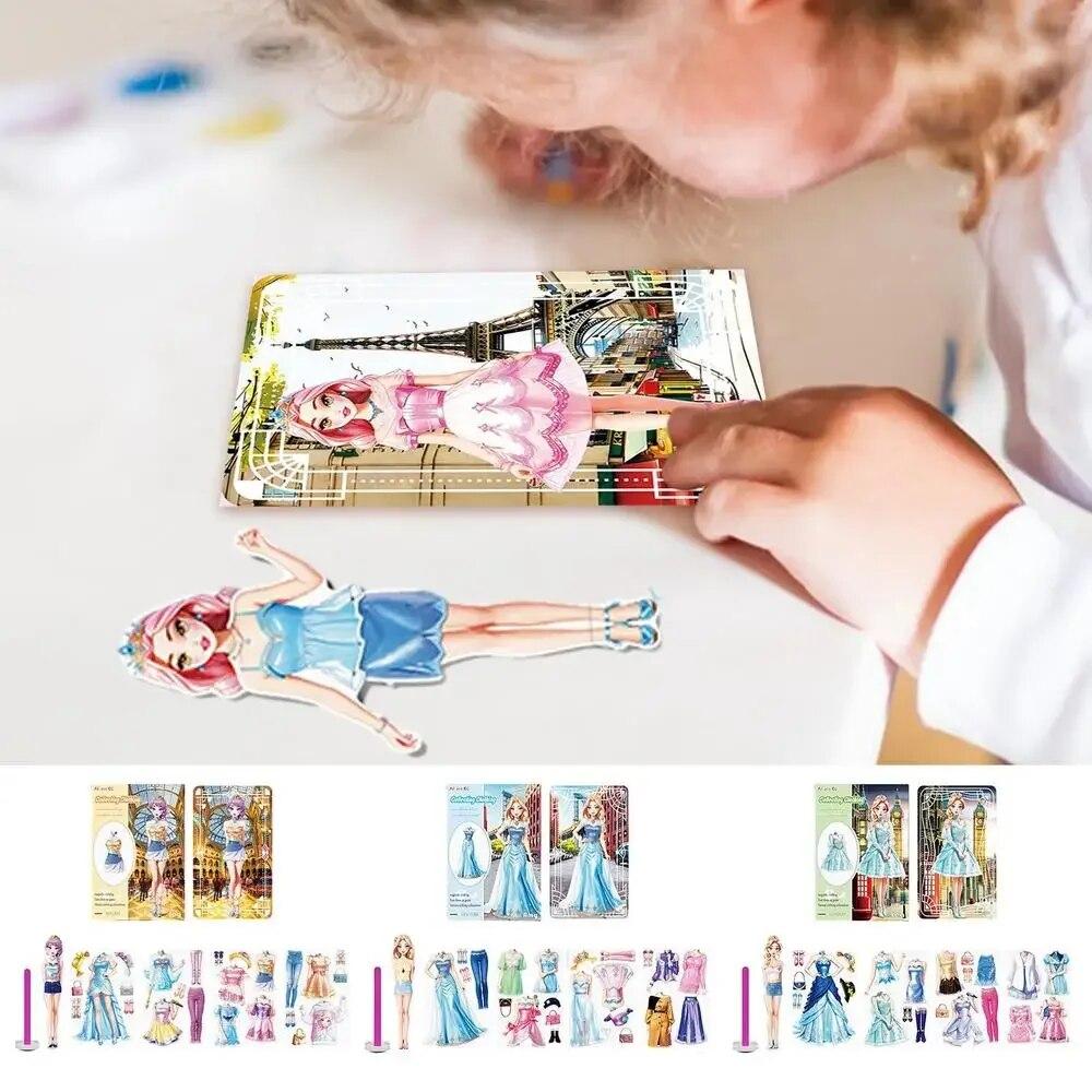 Dress Up Paper Doll Magnets Kreative Prinzessin Dolls Dress Up Paper Puzzles Set | Pretend Princess Magnetisches Spielset für Mädchen