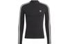 Originals 3 Stripes T Shirts Women's Black Half Turtleneck Moderate Straight Fit II0757
