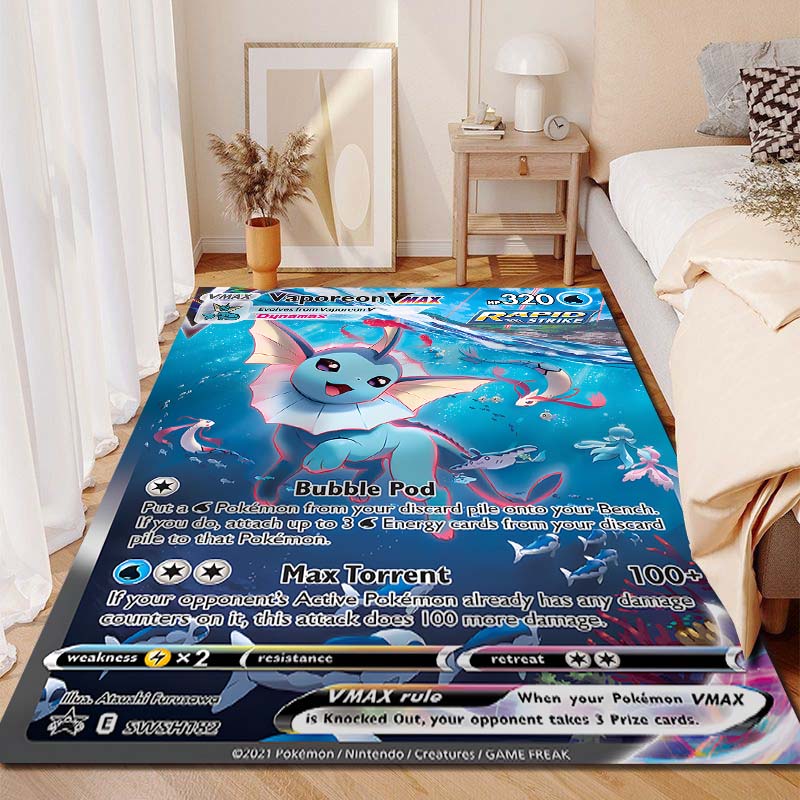 15 Misure Tappeto Stampa Clan Pokémon Eevee per Soggiorno Camera da Letto Stanza dei Bambini Decorazione Casa Tappeto Area Divano Guardaroba Tappetino