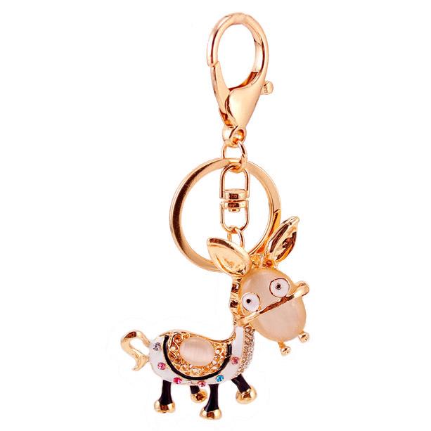 Cute Rhinestone Donkey Car Keychain - Women's Bag Accessory & Small Gift