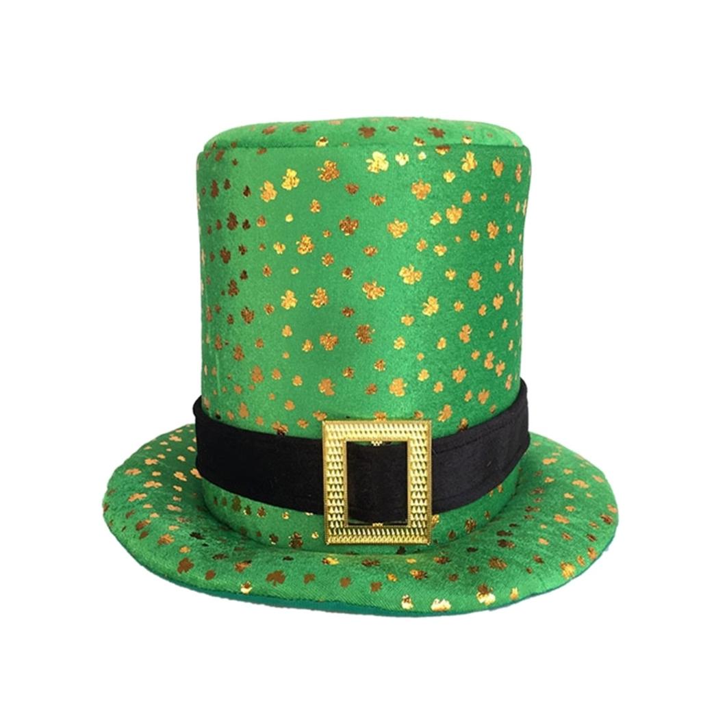 StPatrick Day Green Hat & Bowtie Set Shamrock Hat Irish National Day Celebration Party Flat Top Hat Carnival Accessories