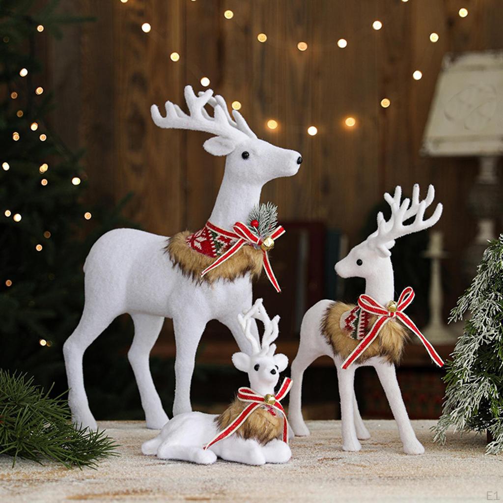 Christmas Deer Sculpture,Christmas Elk Statue ,Gift Figurine White for