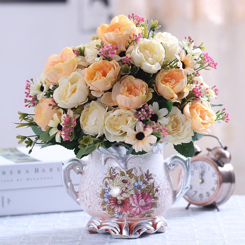 European Retro Silk Rose Flower Decor – Ideal for Living Room, Dining Table, Coffee Table, or Bedroom. Perfect As Dried Flower Ornaments.