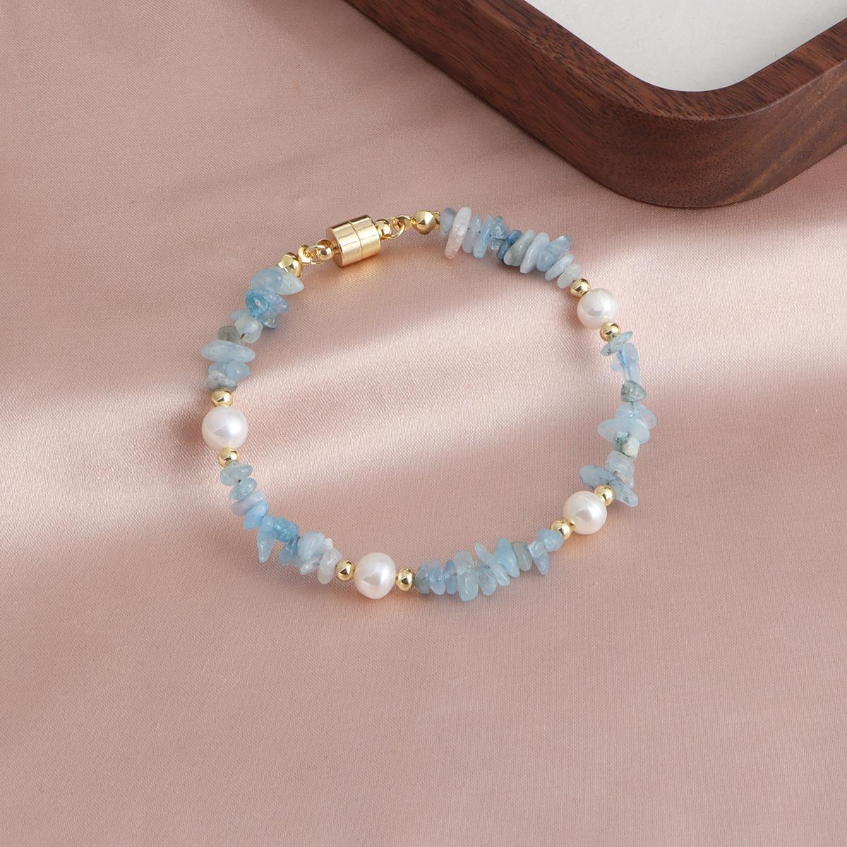 Европейский и американский пляжный отдых ветер оливково-зеленый галька сращивание натуральный пресноводный жемчуг браслет повседневный натуральный свежий