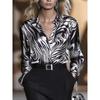 2025 Spring High Elastic Satin Leopard Print Casual Loose Button-Up Shirt for Women
