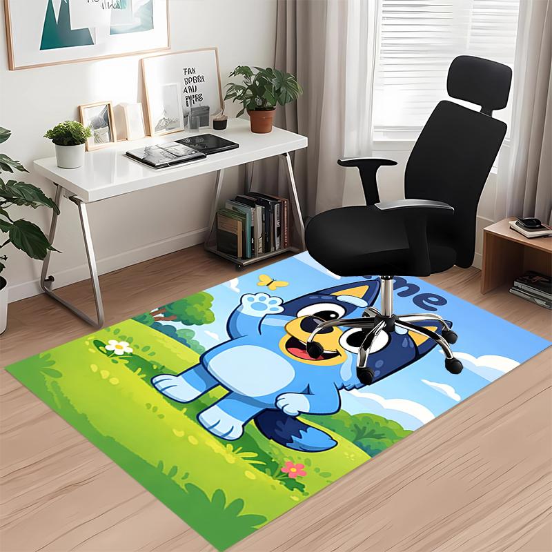 Custom Name Bluey Printed Carpet, Rug for Office Chair Living Room Bedroom Kitchen Room Decor Gifts.