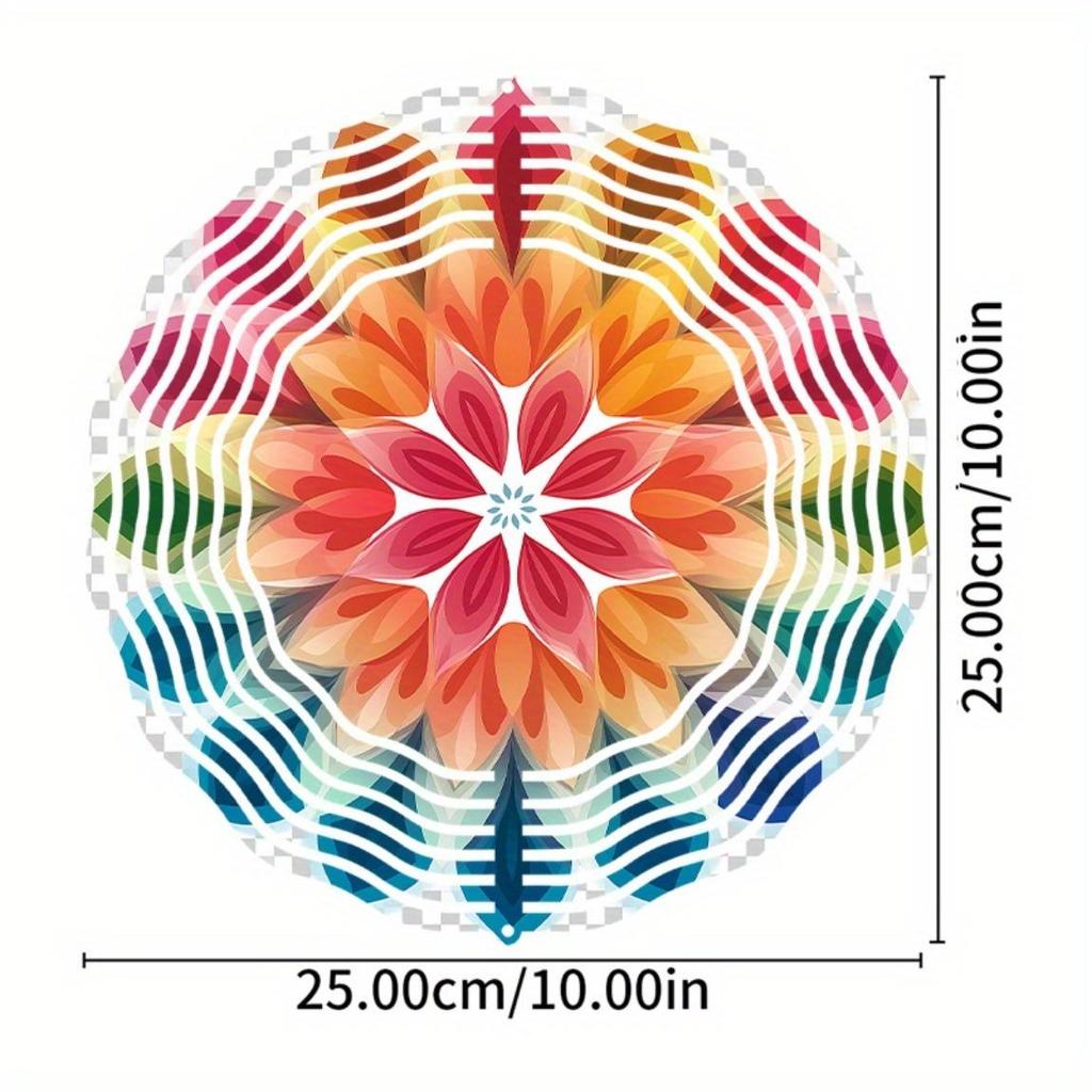 Colorful 10 Inch Mandala Wind Spinner for Garden Decor with 360 Hook Elegant Lawn Ornament Perfect Gift for Spring and Summer