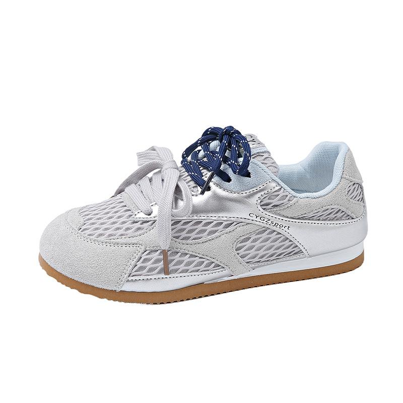 

Summer new fashion breathable mesh shoes low-top lace-up trend casual flat shoes double lace-up sports women s shoes 34