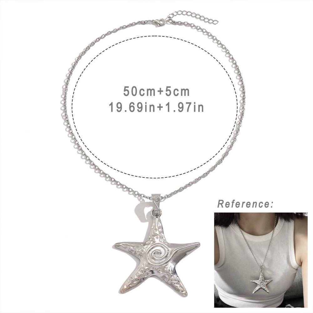 Gothic Starfish Pendant Necklace Punk Exaggerated Irregular Star Charm Jewel Travel Beach OOTD Necklace