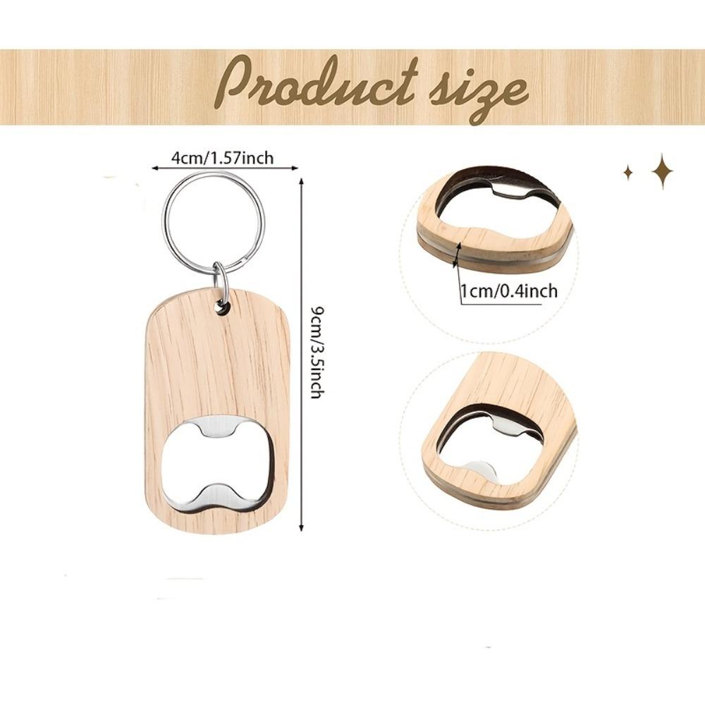 12pcs Custom Wooden Bottle Opener Keychain, Personalized Text & Logo, DIY Engraving Wood Openers for Customized Gifts, Wedding Favors