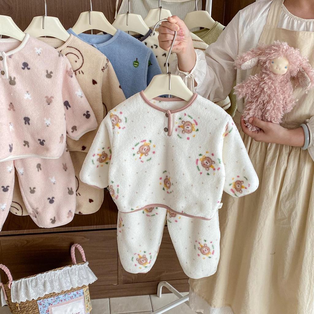 2025 Winter Children's Korean-Style Cartoon Pajama Set for Boys & Girls - Two-Piece