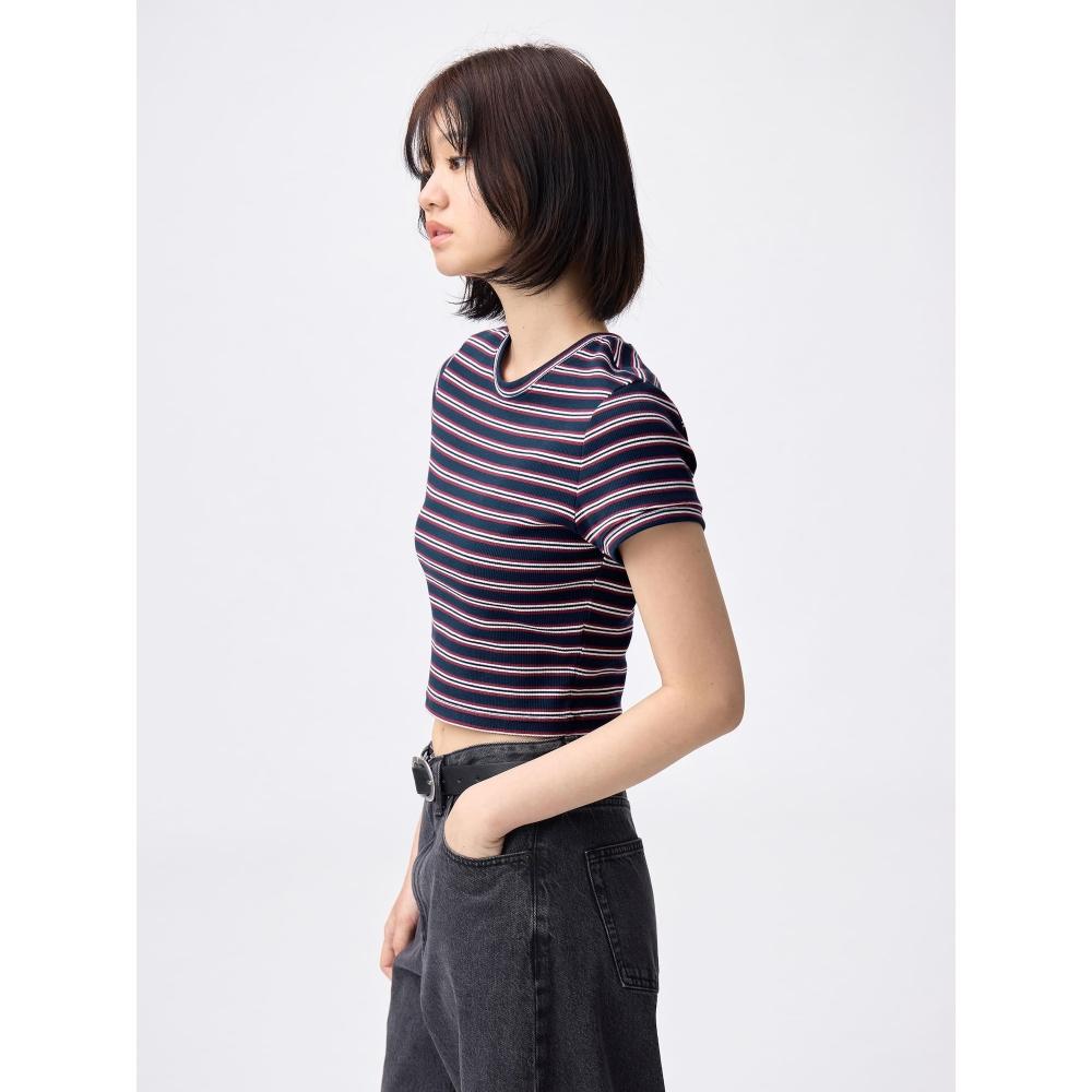 Gu By Uniqlo Rib MulTi Border Mini T