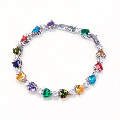 European and American Popular Jewelry Color Zircon Heart Bracelet Personalized Jewelry Accessories 2026