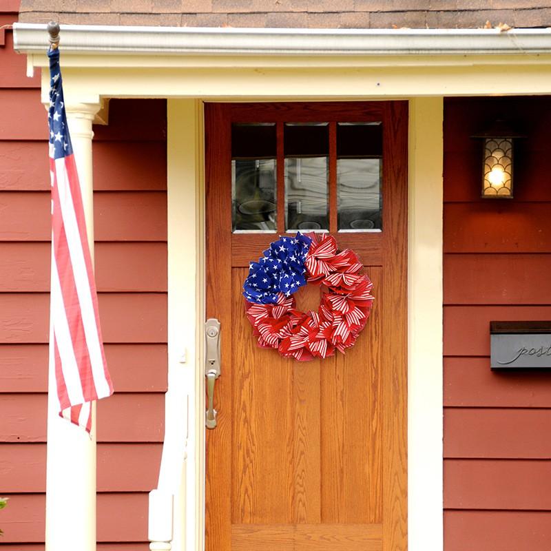 Independence Day Decoration American Flag Ribbon Wreath Party Wall Door Hanging