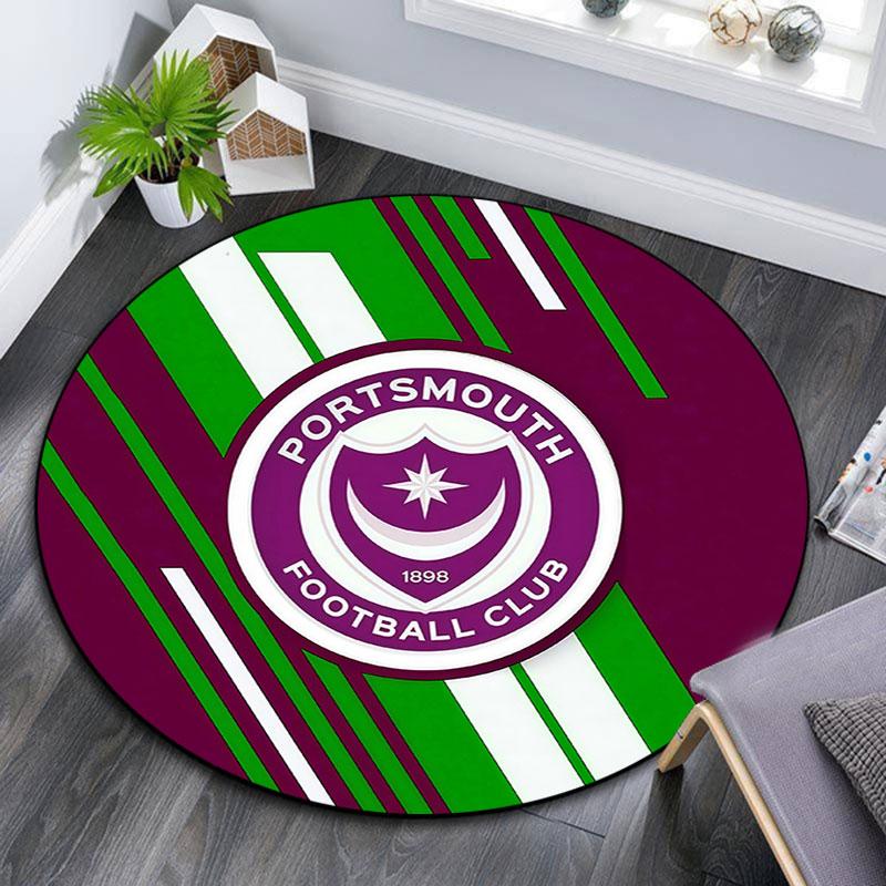 Portsmouth F.C,Round Area Rug,Carpet Rug for Living Room Bedroom Sofa Playroom Decor,Non-slip Floor Mat