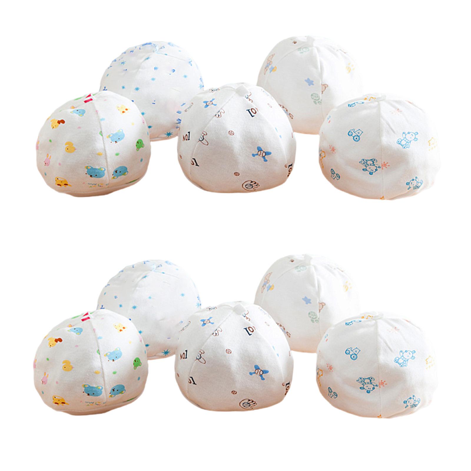 

10Pieces Soft Infant Cotton Caps Breathable Beanies Turban Hat Skull Hat with Pattern Assorted For Baby Sensitive Skin разноцветный