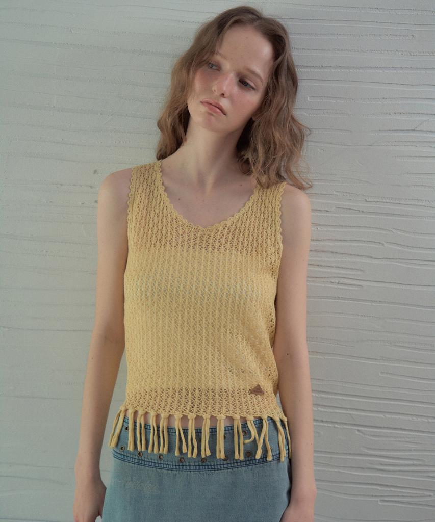 Aueonoseuteljia Handmade Fringe Sleeveless Knit_Light Yellow(Oc26Kn21)