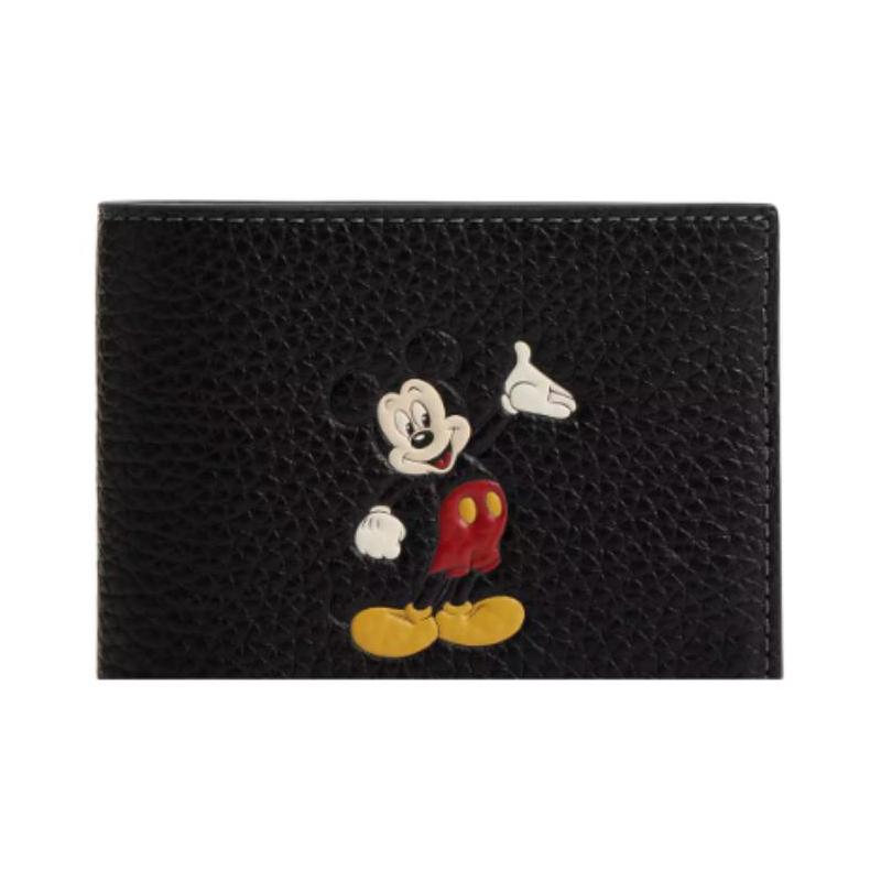 Coach Disney Collaboration 3 IN 1 Wallet 11 Mickey Cute Pattern Pebbled Leather Wallet Mini Men's Black Black