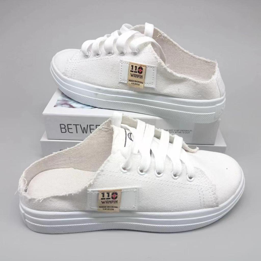 2025 Women's Canvas Shoes: New Korean Style, Flat Thick Sole, Summer Versatile White Shoes, Trendy for Female Students