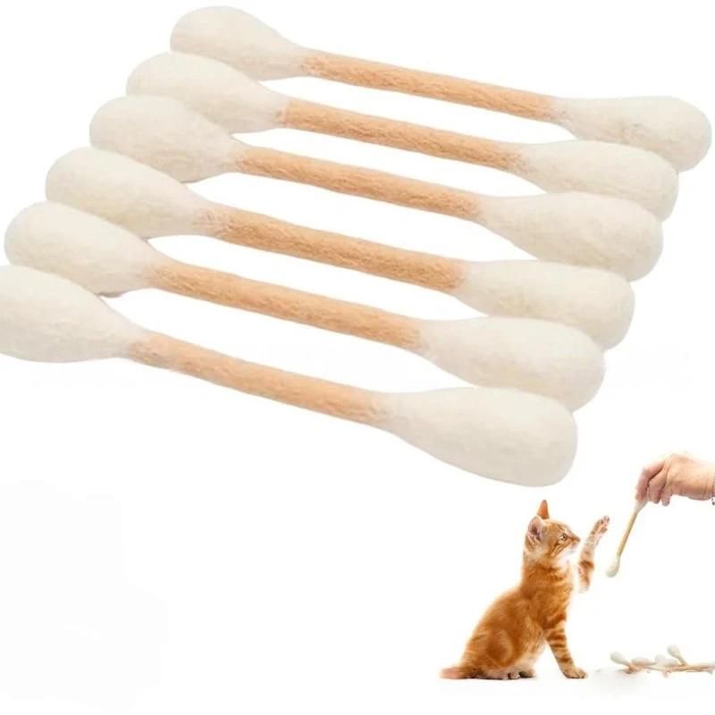 6PCS Cotton Swabs Cat Toy with Catnip Kitten Chew Sticks for Indoor Boredom Durable Dental Teething Ropes Interactive Accessory