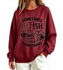 Fishing lovers theme women's sweater fun slogan fish pattern printing loose long-sleeved women's clothing